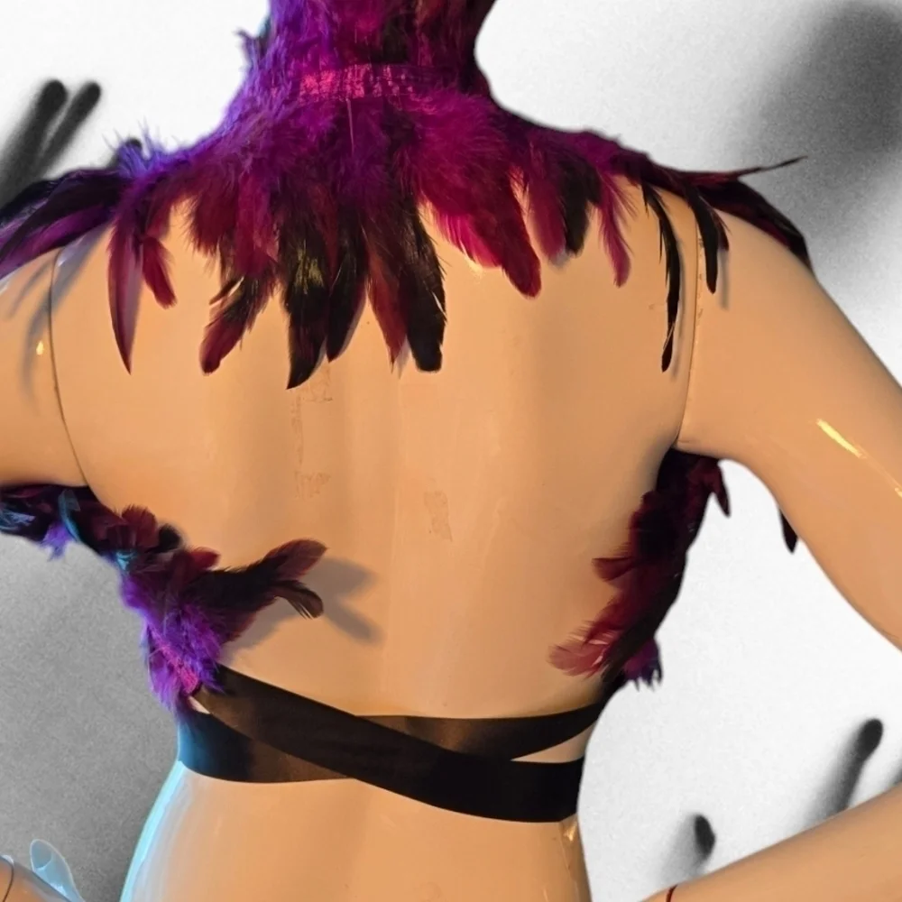 SET !! Gothic Feather Shoulder Wrap w Feather Wrist Wraps PG